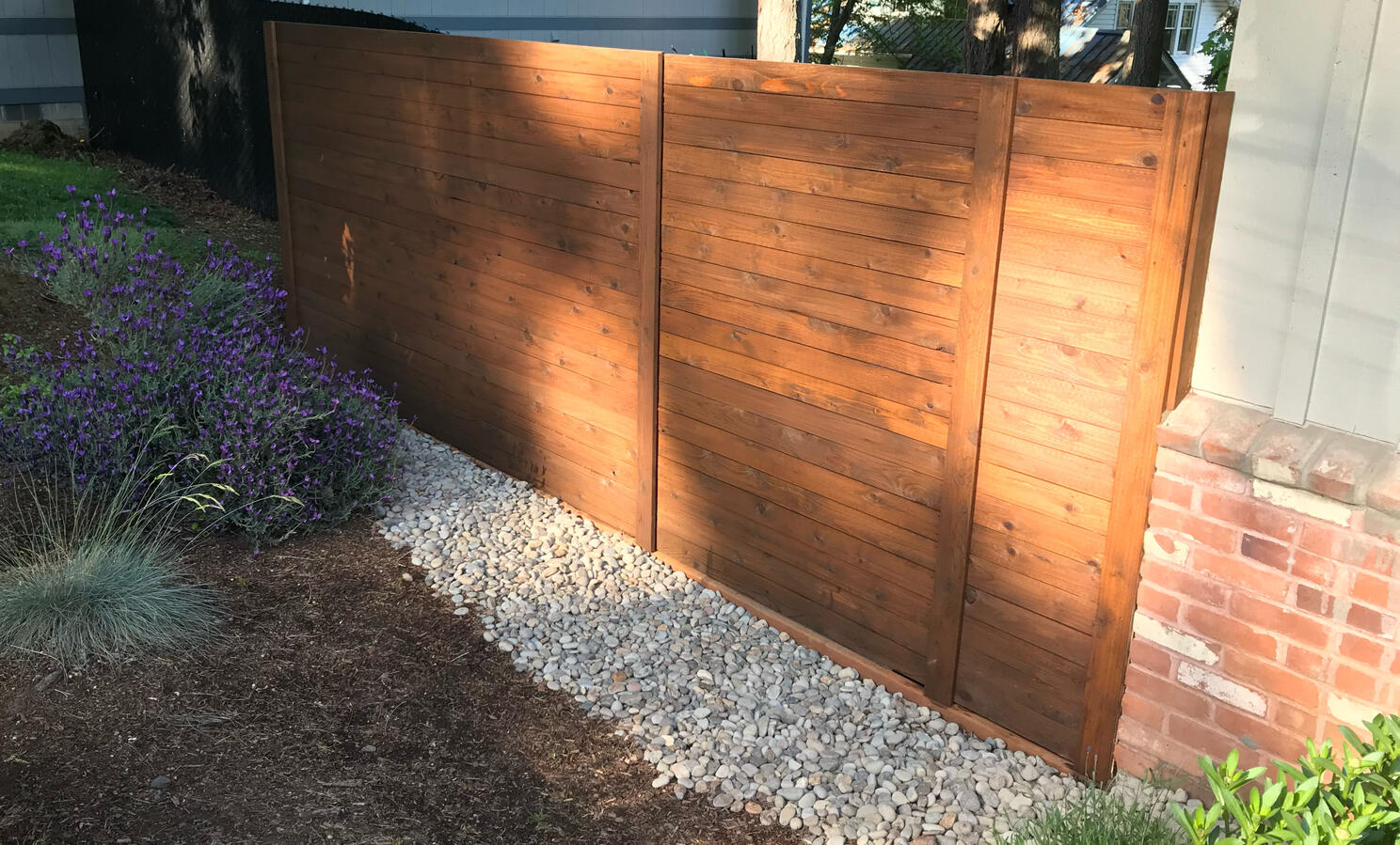 Built fence and gate and stained